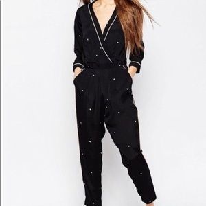 ASOS black print jumpsuit NWT